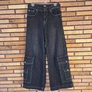 BDG Urban Outfitters Size 26 Black Wide Leg Denim Cargo Jeans